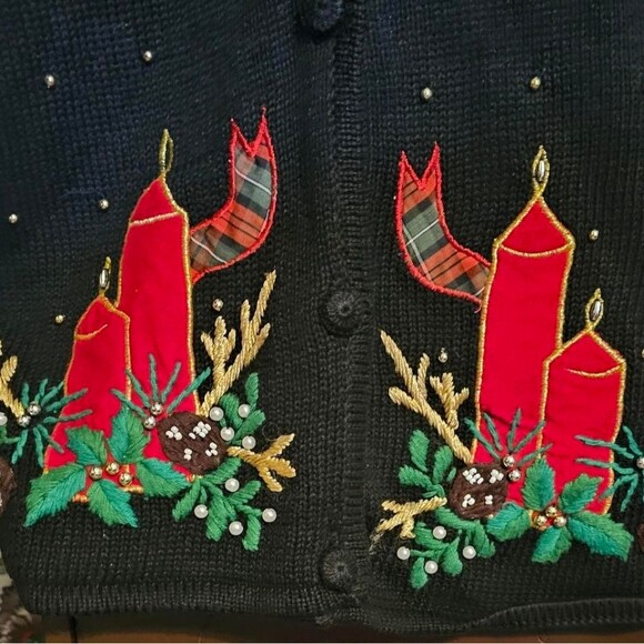 Studio Collection Woman 2X XXL Christmas Holiday sweater cardigan vintage Y2K - Picture 2 of 6